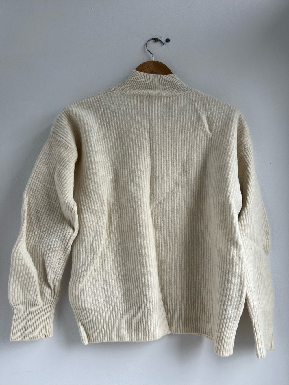 Classic Cream Ribbed Mock Neck Sweater - Picture 10 of 10
